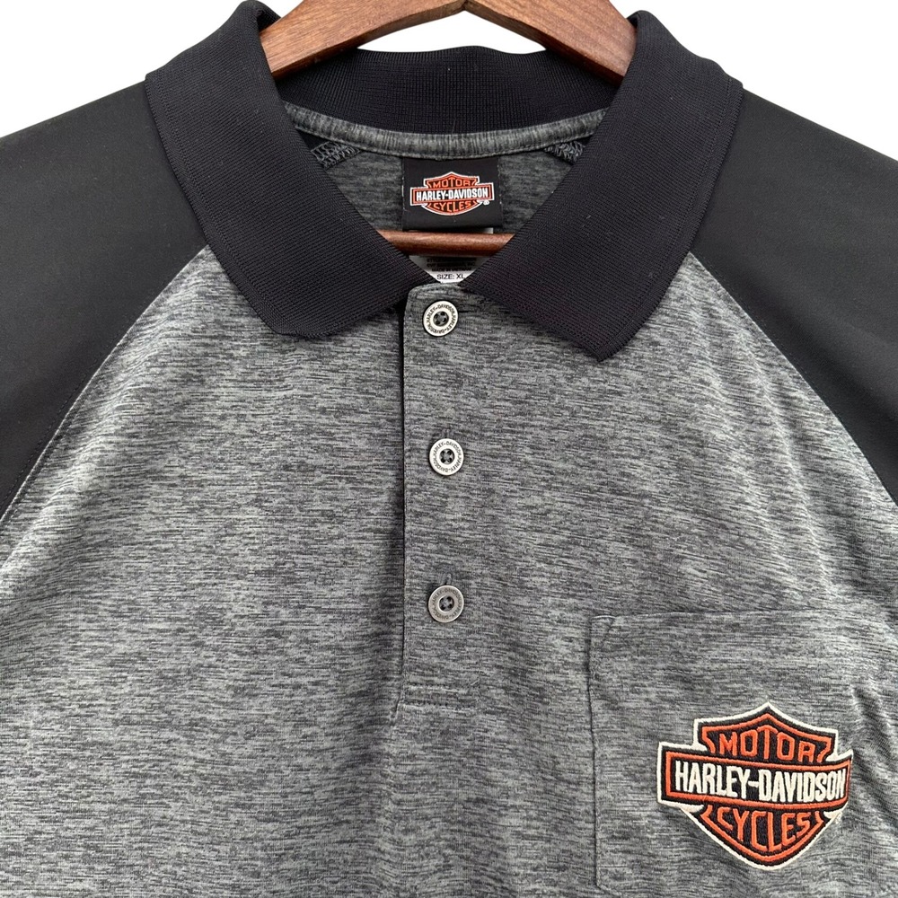 Harley Davidson Round Rock TEXAS Embroidered Short Sleeve Gray Polo Shirt SZ XL